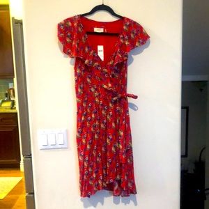 Anthropologie wrap dress with ruffled collar